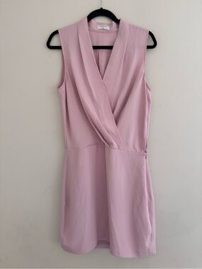 Babaton Sleeveless Pink Wrap-Front Dress